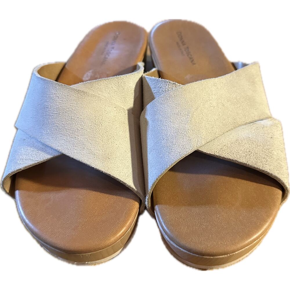 Donna Toscana Women's Beige Suede‎ Slide Sandals Size 7.5